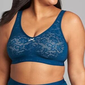 Cacique Cotton Unlined Lace No-Wire Bra Size 42DD